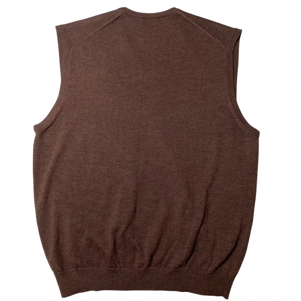 Jos. A. Bank Signature Collection Mens Large Brown 100% Merino Wool V-Neck Vest